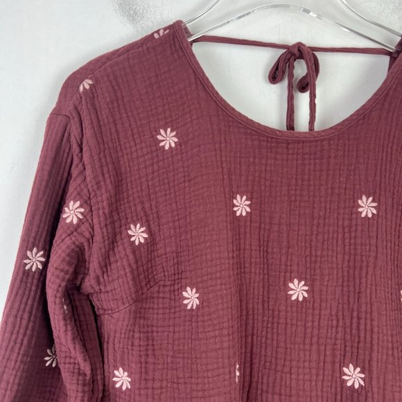Madewell Embroidered Lightspun Peplum Open-Back Top Size Small S EUC L2775 - Picture 3 of 13
